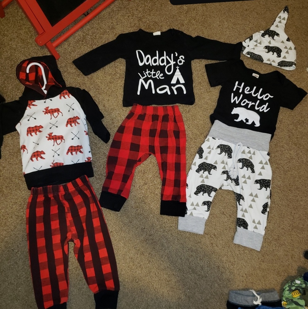 3 month custom baby boy outfits. Buffalo plaid